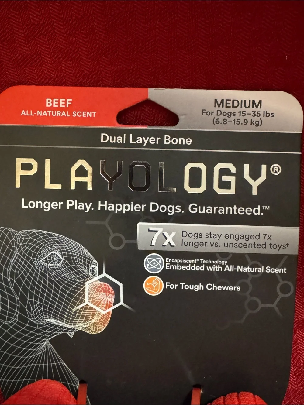 Red Tough Chew Bone with Embedded Scent for Dogs